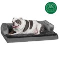 thumbnail image 4 of FurHaven Pet Products | Cooling Gel Memory Foam Orthopedic Plush & Velvet Comfy Couch Sofa-Style Pet Bed for Dogs & Cats, Dark Gray, Large, 4 of 13