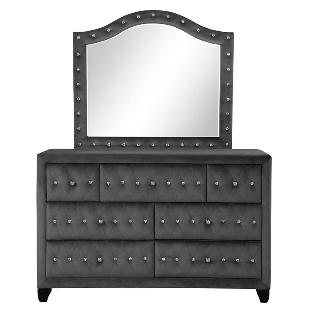 velvet grey dresser Furniture of America Carissa Gray Dresser