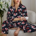 thumbnail image 5 of JUNZAN Rose Flowers Print Womens Pajama Sets,Long Sleeve Button Down for Women Pjs 2 piece, 5 of 7