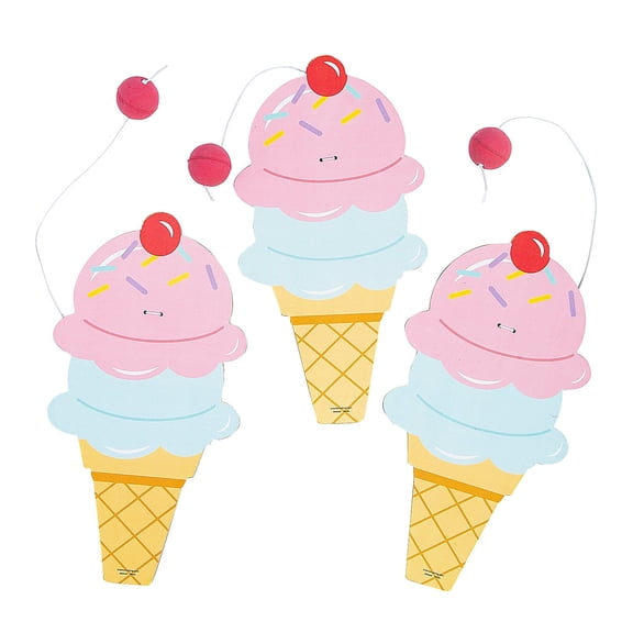 Ice Cream Cone Paddle Ball Games 12 Pieces