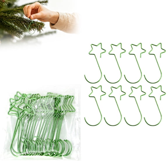 Zwwxt Star Top Metal Ornament Hooks Green Christmas Tree Hooks Decorative Hanging Hooks For Holiday Baubles Ornaments Crafts