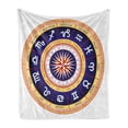 thumbnail image 1 of Astrology Soft Flannel Fleece Throw Blanket, Astrological Wheel Cancer Leo Virgo Libra Scorpio Image, Cozy Plush for Indoor and Outdoor Use, 50" x 70", Navy Blue Yellow, by Ambesonne, 1 of 6