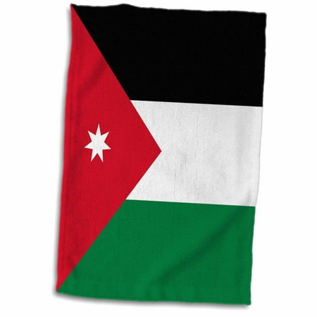 3dRose Flag of Jordan - Jordanian red black white green with white star - Arabic country - Arab world - Towel, 15 by
