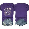thumbnail image 3 of Camisetas de Verano de Mujer Pequeña Flor Impresa Cuello Redondo Manga Corta Superior, Verano Superior de las Mujeres, 3 of 4