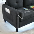 thumbnail image 6 of 57.87" Linen Loveseat Couch with Side Pockets, USB Ports and LED Lights, 2 Seat Sofa for Living Room, Apartment,Office, Black, 6 of 6