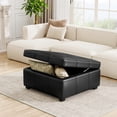 thumbnail image 3 of 34.25 Inch Large Square Storage Upholstered PU Leather Coffee Table,Black, 3 of 9