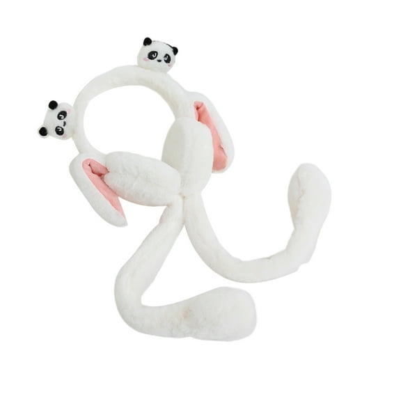 COOLHOOD Ear Moving Panda Theme Plush EarMuffs for Women and Ear Warmer Headband for Winter Christmas New Year Gifts
