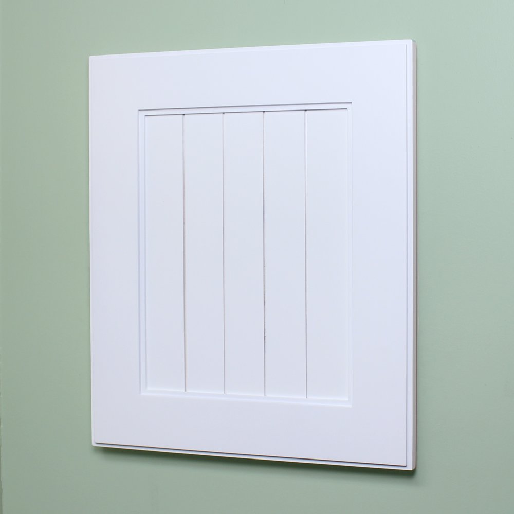 14x18 White Shaker Beadboard Recessed Medicine Cabinet with no mirror