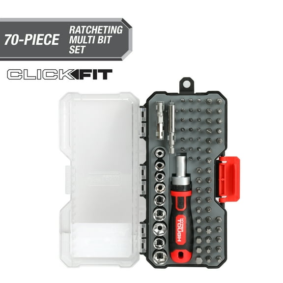 Hyper Tough 70-Piece Socket and Bit Set in Click Fit™ Case