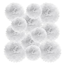 8" 10" 12" Tissue Paper Pom Poms, 12PCS Pom Poms Paper Flowers Ball Tissue Paper Flowers Assorted Size for Wedding Bridal Shower Birthday Party Backdrop Decoration, White