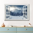 thumbnail image 2 of 3D Visual Effect View Through Window Frame Snow Covered Pine Tree Forest Gallery 16x24 inches, 2 of 4