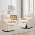 thumbnail image 5 of Aemeios Swivel Power Recliner Chair Teddy Nursery Glider Rocking Recliner, Beige, 5 of 9