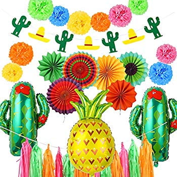 23 Pieces Mexican Fiesta Decorations With 27 Cactus And 30