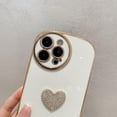 thumbnail image 4 of Compatible with iPhone 13 Pro Max Plating Heart Diamond Case Bling Glitter Crystal Rhinestones Cover Fashion Luxury Love Gemstone Design Camera Protective for Women Girls Girly, 4 of 8