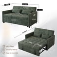 thumbnail image 2 of 53" Corduroy 3-in-1 Convertible Loveseat Sofa Bed with Pull-Out Sleeper, Adjustable Backrest, USB & Type-C Ports, Storage Pockets, Small Space 2-Seat Couch for Living Room, Bedroom, Apartment, Green, 2 of 6