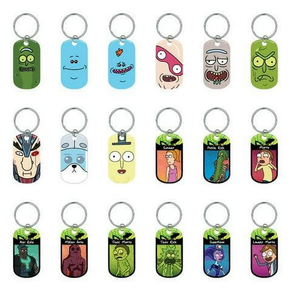 Rick and Morty Metal Dog Tags Key Rings (2 Dozen)