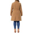 thumbnail image 3 of Agnes Orinda Women's Plus Size Winter Coats Single Breasted Lapel Belted Midi Pea Coats with Pocket 1X Camel, 3 of 6