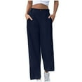 thumbnail image 3 of Qulqfy Corduroy Pants for Women High Waisted Baggy Blue Wide Leg Lounge Comfy Casual Pants Womens Fall Outfits S, 3 of 7