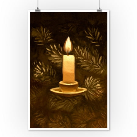 Candle - Christmas Oil Painting - Lantern Press Artwork (9x12 Art Print, Wall Decor Travel