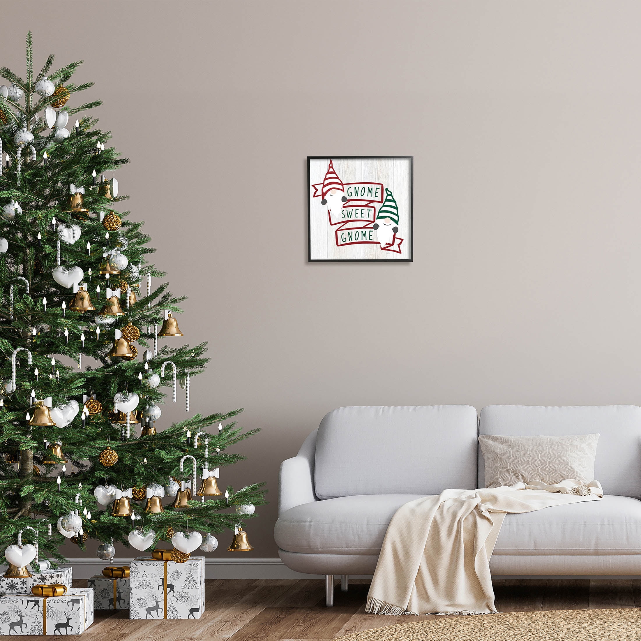 Stupell Industries Sweet Gnome Banner Phrase Graphic Art Black Framed Art Print Wall Art, Design by Natalie Carpentieri