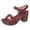 Hot Pink, variant on Platform Heels for Women Comfy Arch Support Open Toe Heeled Sandals Trendy Metal Decor Splice Leather Summer Dress Pumps Shoes Brown Size 9