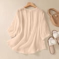 thumbnail image 4 of Business Casual Tops for Women 3/4 Sleeve Cotton Linen Shirts For 2025 Summer Retro Embroidered Tops Casual Trendy Vacation Blouse Cute Summer Tops1 PC, 4 of 4