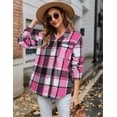 thumbnail image 3 of Zeagoo Women Flannel Shacket Jacket Plaid Button Down Long Sleeve Shirt Blouse Fall Outfits 2025, 3 of 4
