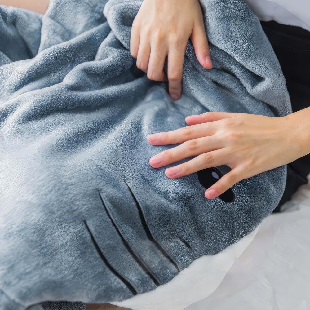 Shark Blanket Adult & Kid, Shark Onesie Pajamas, Shark Hoodie Costume, Shark Wearable Blanket