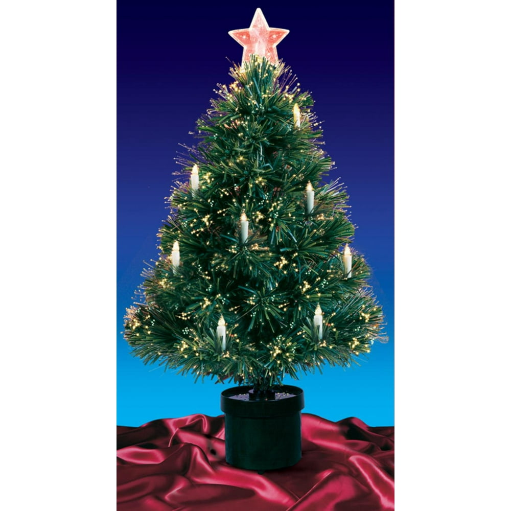 4' PreLit Fiber Optic Artificial Christmas Tree with Candles Multi
