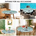 thumbnail image 5 of Round Fitted Tablecloths with Elastic Edge Winter Christmas Trees Oil-Proof Waterproof Wipeable Table Cover for Kitchen Dining Party Decor Snowflakes on Green Background Table Clothes,55" - 60", 5 of 9