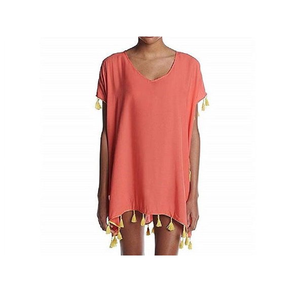 Chelsea & Theodore Womens Medium Beach Cover Up, Coral Lily/Mandalay Lime