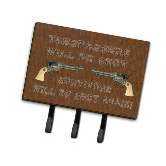 Carolines Treasures Tresspassers will be shot Leash or Key Holder Triple multicolor