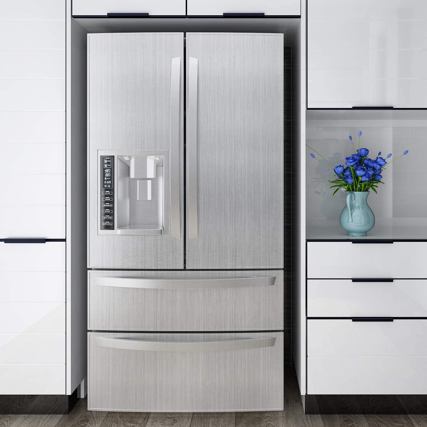 24x160in Silver Stainless Steel Backsplash Contact Paper Metal Texture Interior Vinyl Film Waterproof Countertop Self Adhesive Laminate Shelf Liner Dishwasher Microwave Fridge Oven Makeover