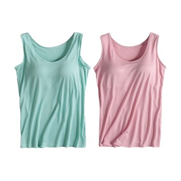 Camisole en Coton pour Femmes, Camisole Ajustable avec Soutien-Gorge Intégré, Tricot Extensible