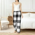 thumbnail image 4 of Cauagu White And Black Plaid Pajama Pants for Women Loose Fit Wide Leg Trouser Pants Casual Elastic Waist Drawstring Lounge Pants, 4 of 6