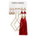thumbnail image 1 of Set De Aretes 6 Pares Dorados Borlas Piedras Pendientes LingWen 9024719148434, 1 of 5