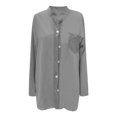 thumbnail image 5 of BYHONG Long Sleeve Shirts for Women Womens Button Down Shirts Plaid Shackets Business Casual Blouse Top Gray S, 5 of 5