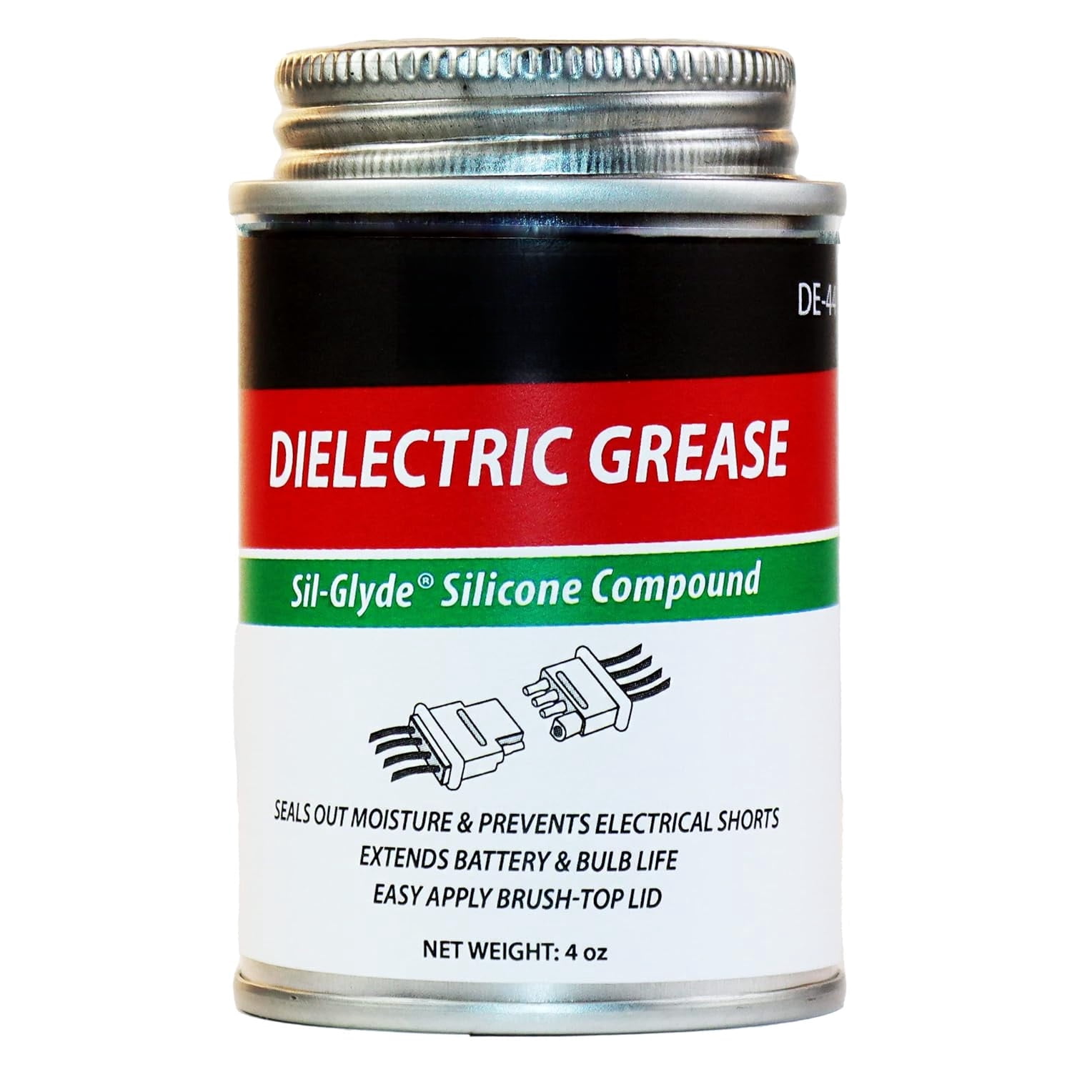 Brush Top Can Dielectric Silicone Grease Compound for All Electrical Components and Connectors, 4oz, Percise and Easy Application