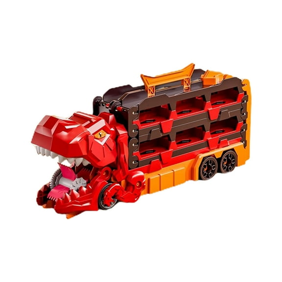 KOYPTL Toddler Car Truck Toys for 3 4 5 Years Old Boys, Dinosaur Transport Truck Cars Tracks Toys with 12 Pcs Die-Cast Cars, Transforms into Dino, Christmas Birthday Gifts for 3 4 5 6 Year Old Boys