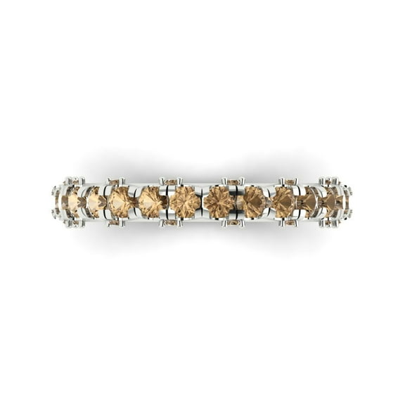 3.13 ctw Wedding Band for Women - 18K White Gold Simulated Champagne Diamond Stackable Eternity Ring