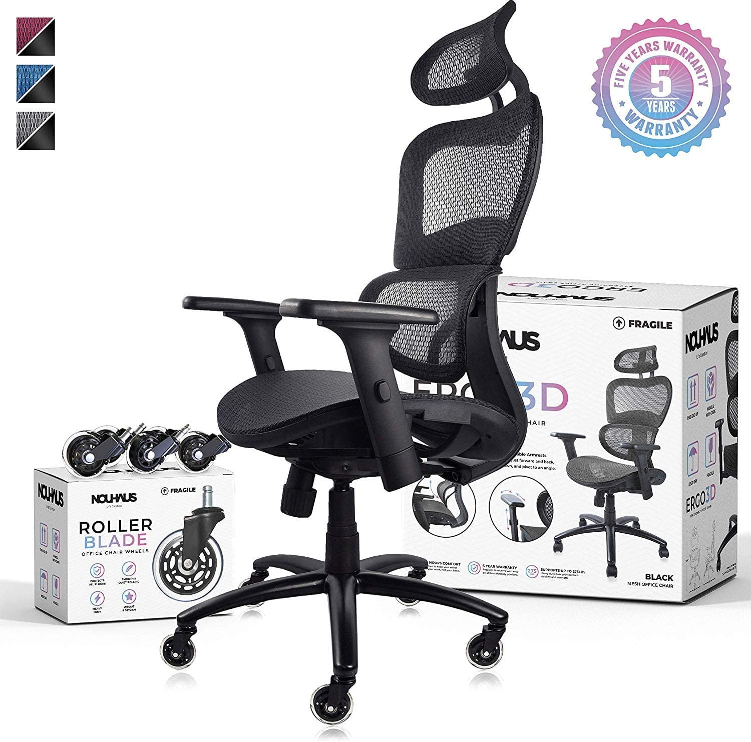 Nouhaus Ergo3d Ergonomic Office Chair, Do Office Chairs Need Wheels