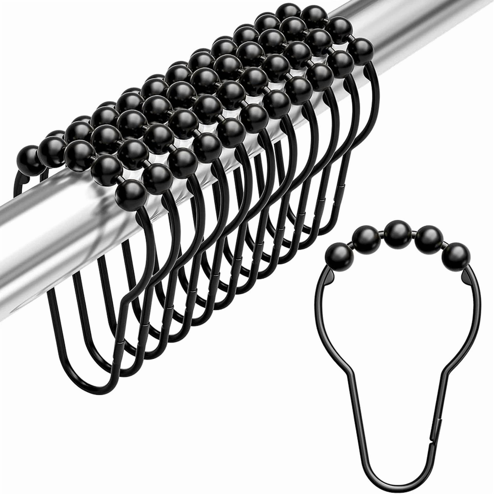12Pcs Stainless Steel Shower Curtain Rings Metal Glide Shower Curtain Hooks