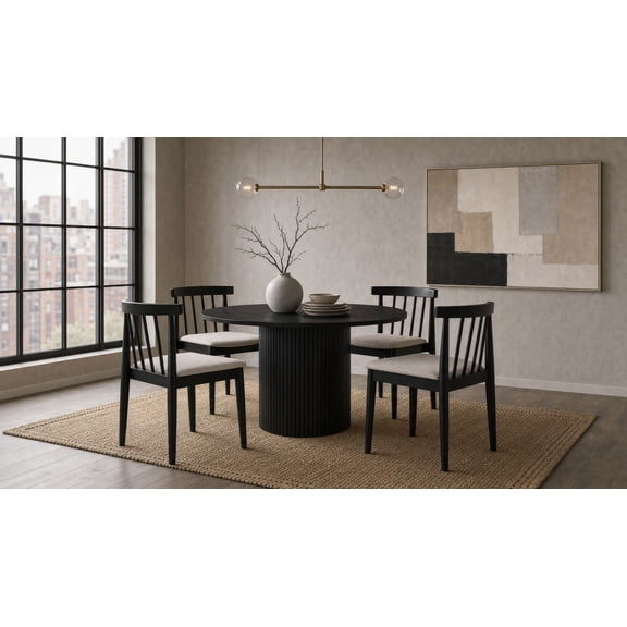 Coaster Hamlyn 5-Piece Round Wood Dining Set, Wheat and Black