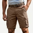 thumbnail image 5 of XFeng Men Black Cargo Shorts Zipper Button Pockets Loose Knee‑Length Casual Outdoor Shorts, 5 of 6