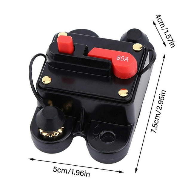 Disjoncteur 12 V CC pour voiture, bateau, vélo, stéréo, fusible de réinitialisation o (80 A)