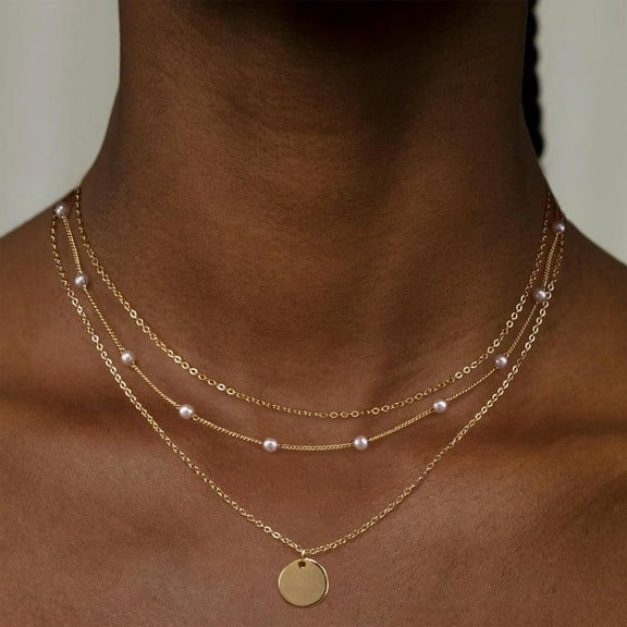 Layered Gold Necklace For Women, 14K Gold Plated Stackable Dainty Gold Necklace, Layering Pendant Chain Choker Necklaces Trendy Jewelry Set Gift For Women[o1246]