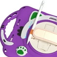 thumbnail image 5 of ELEHOLD Kids Case for iPad Mini 6, Cute Cat Design Heavy Duty Rugged Case with Kickstand Handstrap Shoulder Strap Pencil Holder Shockproof Case For iPad mini (6th Generation),Purple, 5 of 7