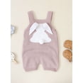 thumbnail image 3 of Kiapeise Baby Girl Boy First Easter Romper Knitted Cute Rabbit Fluffy 3D Bunny Tail Ears Jumpsuit Newborn Baby, 3 of 7
