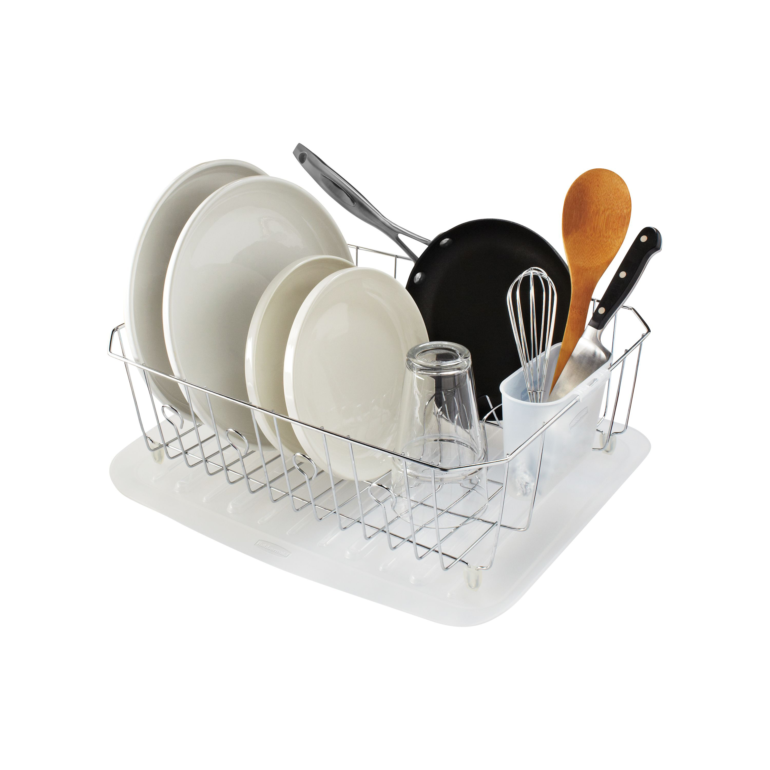 Dish Drying Rack, Rubbermaid Dish Rack with Utensil Holder for Kitchen Countertop, Large, Chrome - image 5 of 5