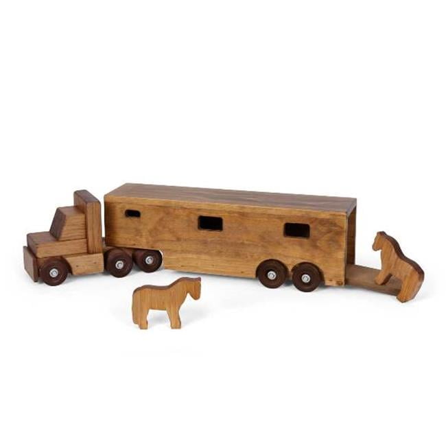 Lapps Toys & Furniture 195 HTH Wooden Horse Trailer Truck Toy, Harvest